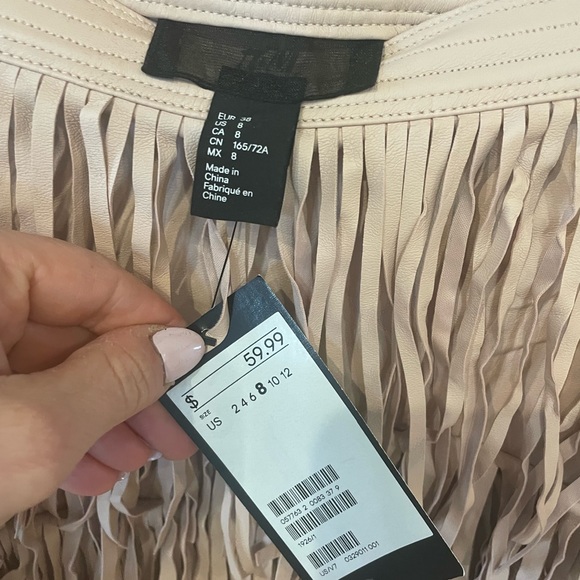 H&M Fringe Faux Leather Pink Mini Skirt - Picture 3 of 3
